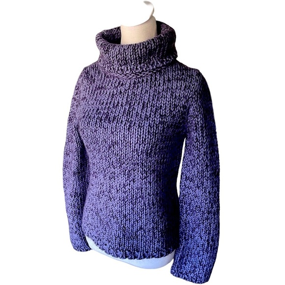 Express Knit Wool Mohair Blend Purple Turtleneck Sweater Size Medium - Picture 1 of 10